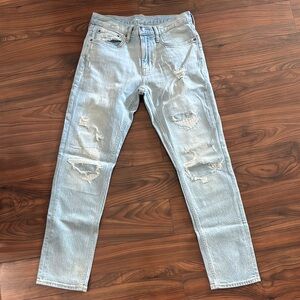 Men's Light Blue Distressed Jeans